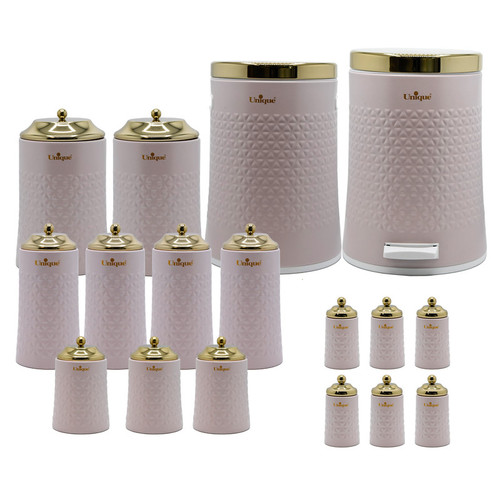 سرویس آشپزخانه 17 پارچه یونیک مدل گلکسی صورتی مات S_M کد 4627